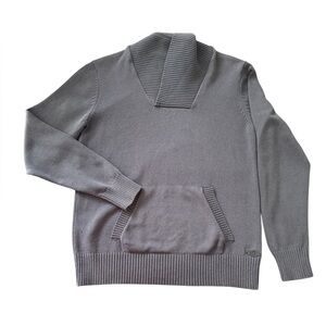 Guess Men's Shawl Collar Knit Pullover Sweater in Gray